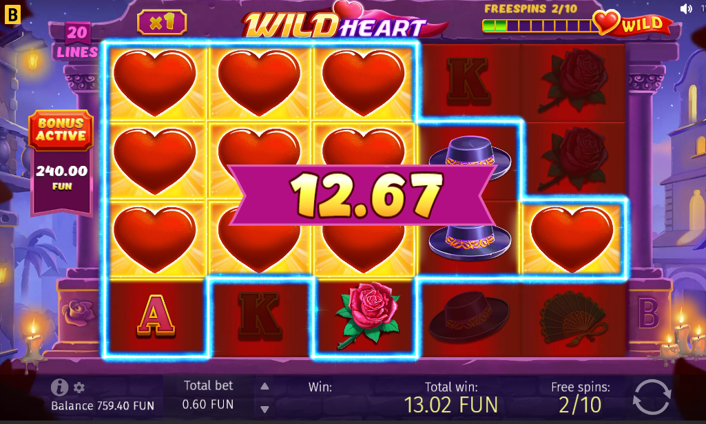 Wining Combination  in Wild Heart Slot